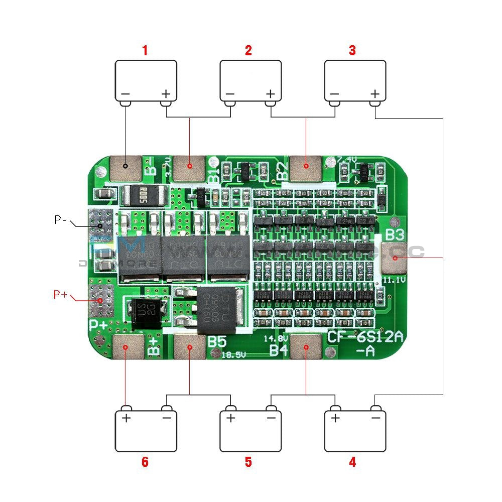 6s Bms 22.2v 12a Lithium Battery 6 Cells 18650 Charging Charger Protection Board Module