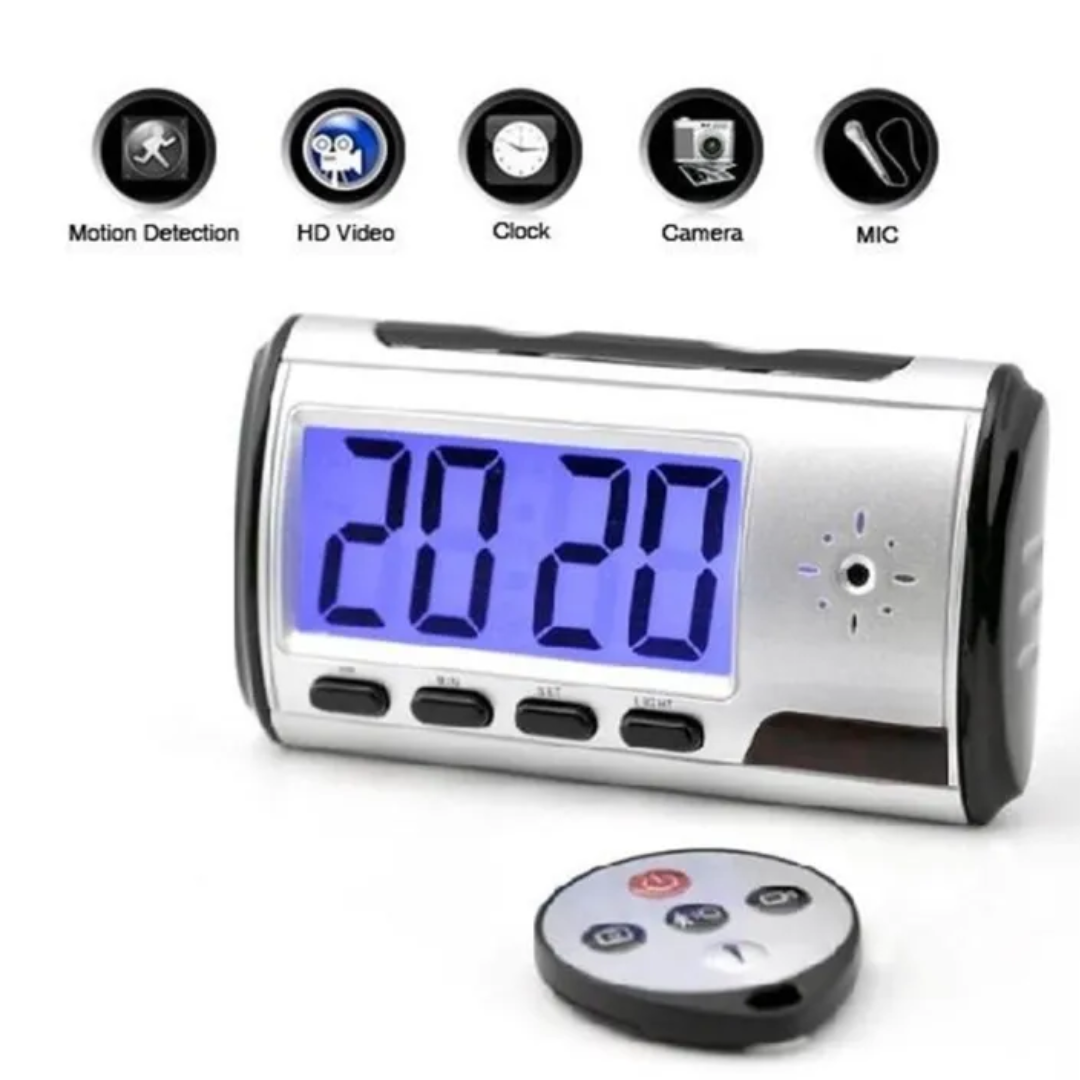 SPY DIGITAL CLOCK WITH AUDIO AND VIDEO RECORDING WITH REMOTE CONTROL