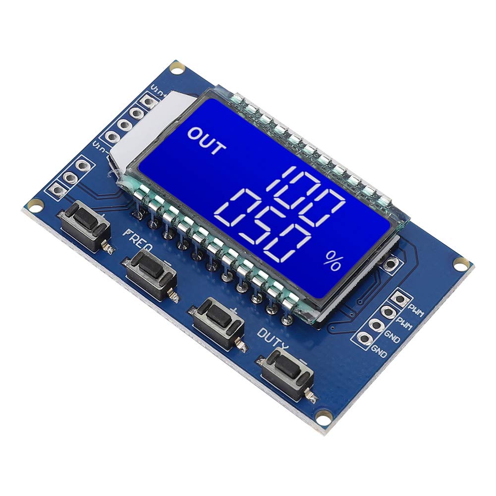 PWM Signal Generator Module, Rectangular Wave Pulse Rate Working Cycle Adjustable with LCD Display, Large Frequency Range and High Precision for Motor Driver Control (BLUE)
