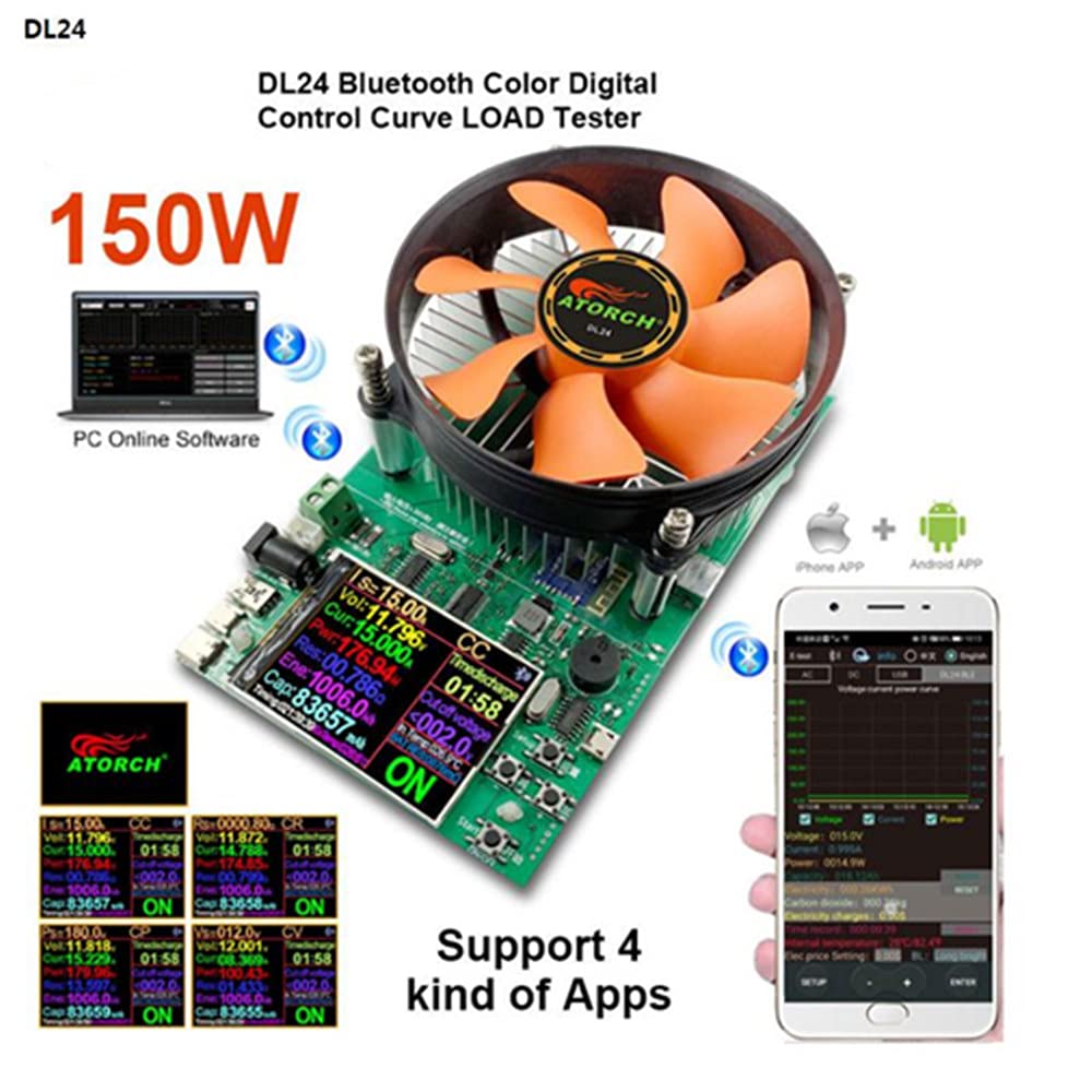 150W Color 2.4 “APP DC USB Tester Electronic Load Battery Monitor Charging Module Discharge Digital Load Control Power Meter in Pakistan