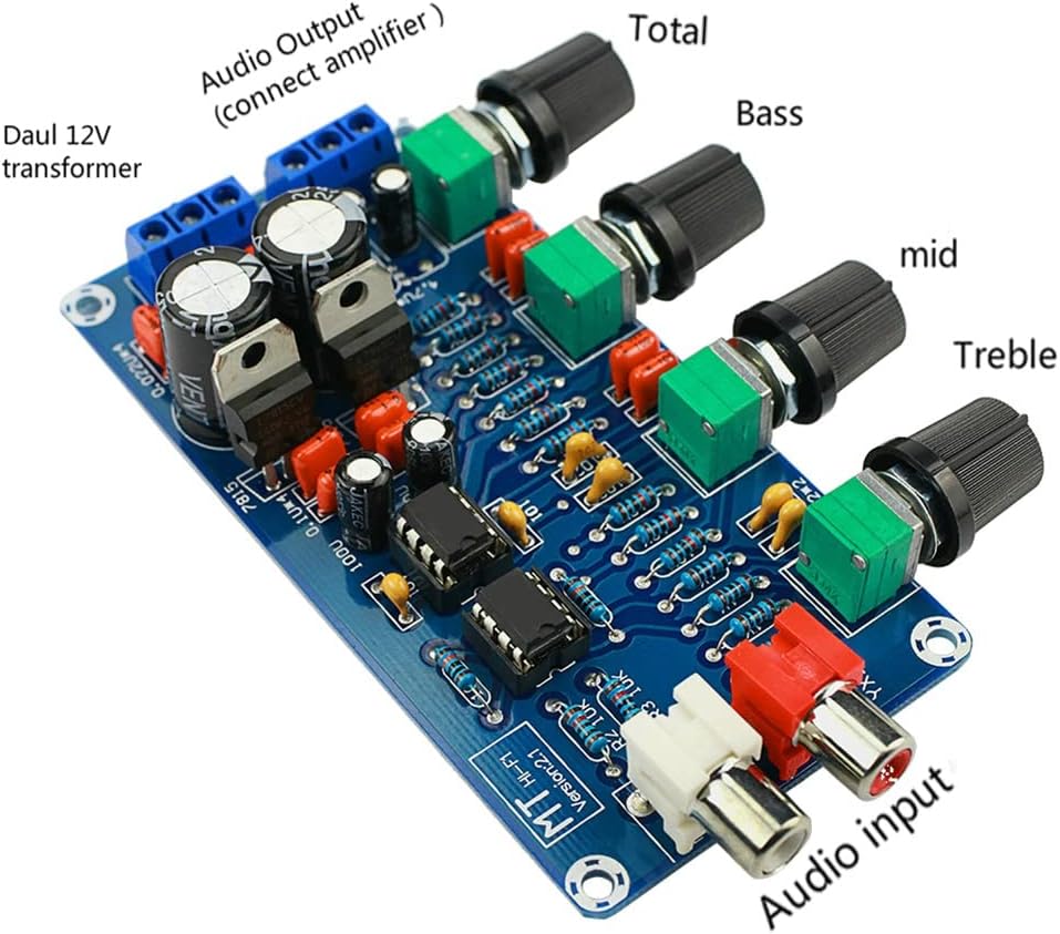 Amplifier NE5532 Preamp Preamplifier Volume Tone Control Finished Board Midrange EQ DIY AC 12V - 18V