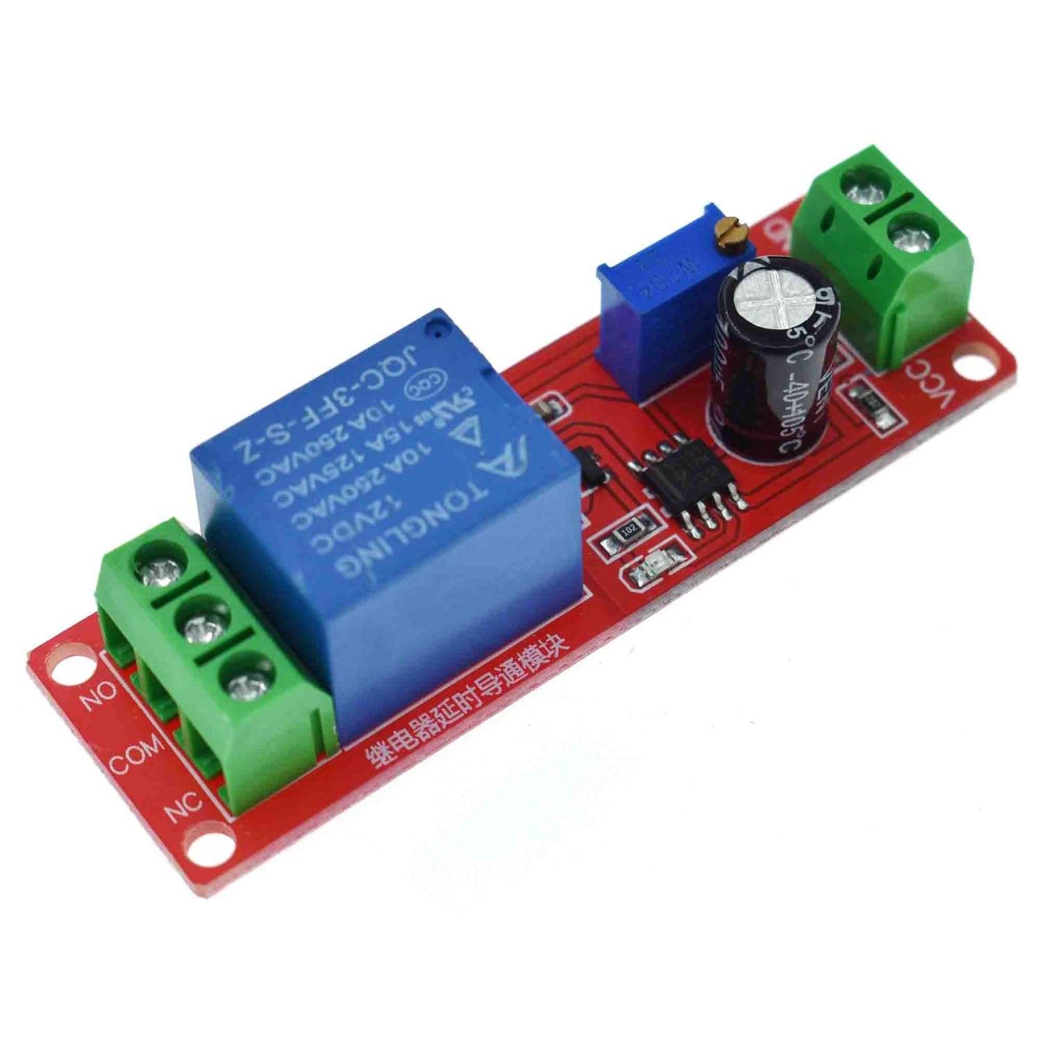 Reland Sun -NE555 DC 5V 12 Delay Timer Relay Switch Module Adjustable 0 to 10 Second (12V)