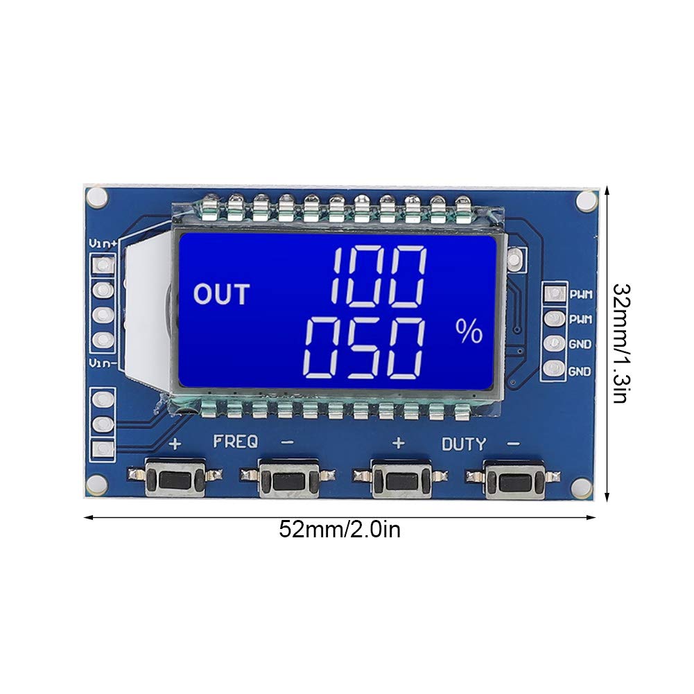 PWM Signal Generator Module, Rectangular Wave Pulse Rate Working Cycle Adjustable with LCD Display, Large Frequency Range and High Precision for Motor Driver Control (BLUE)