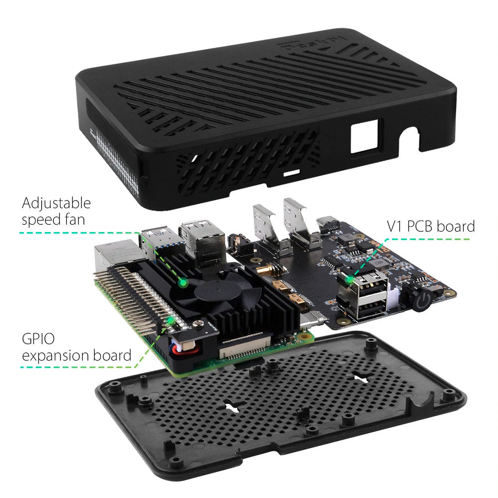 Raspberry Pi 4 Casing With Fan Fitting Camera Cable Port and GPIO Port