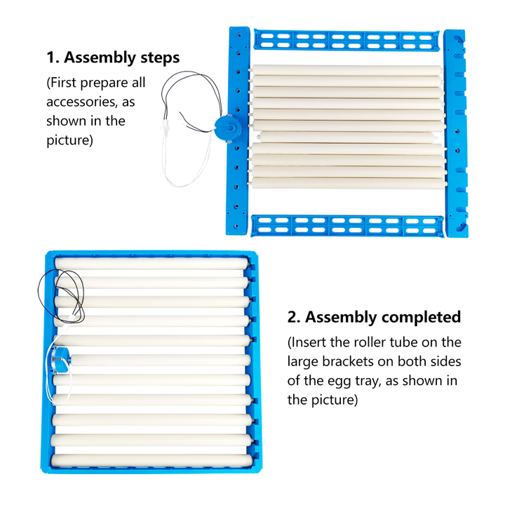 Blue roller egg tray with quality assurance