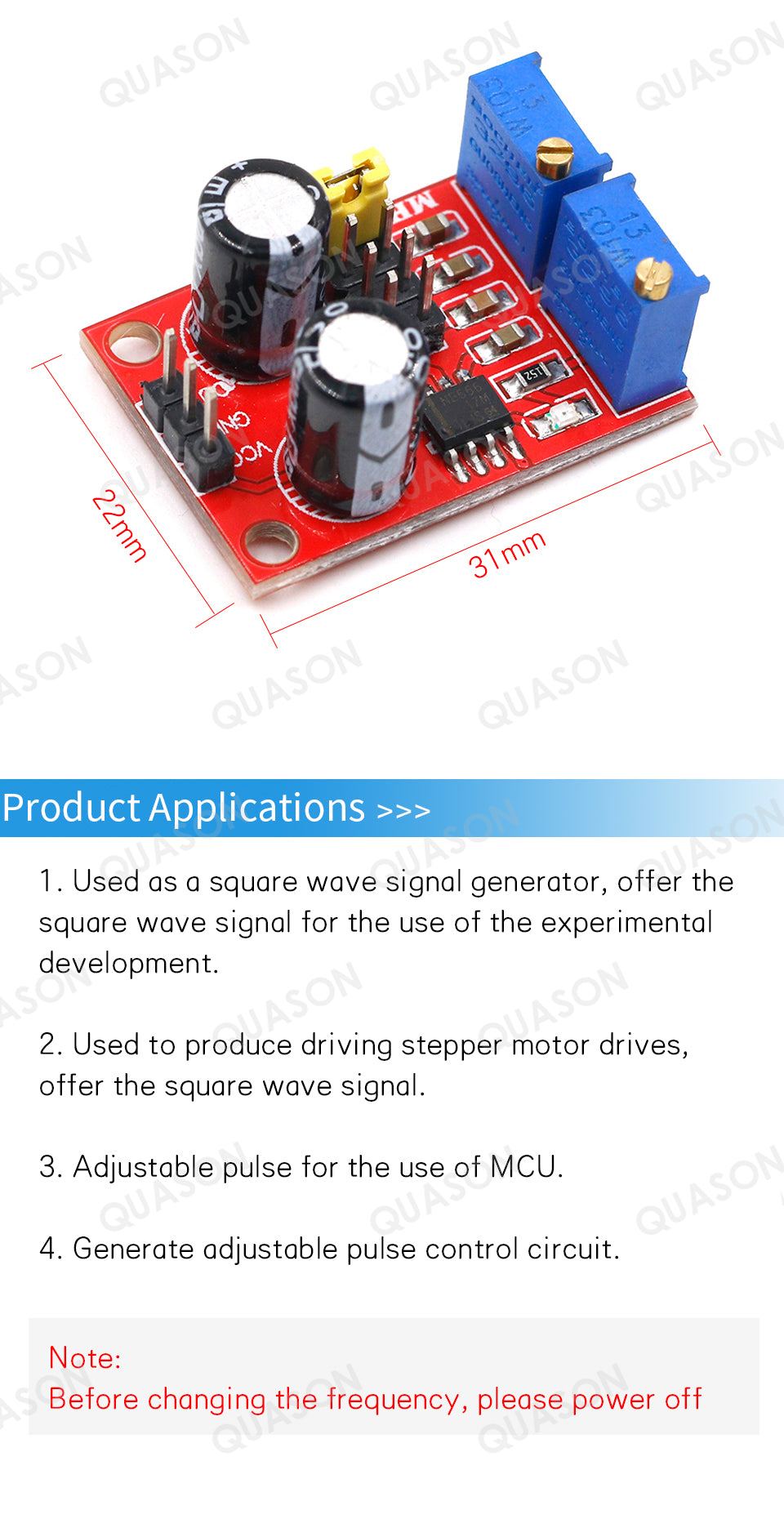NE555 Pulse Frequency Duty Cycle Adjustable Module Square Wave Signal Generator