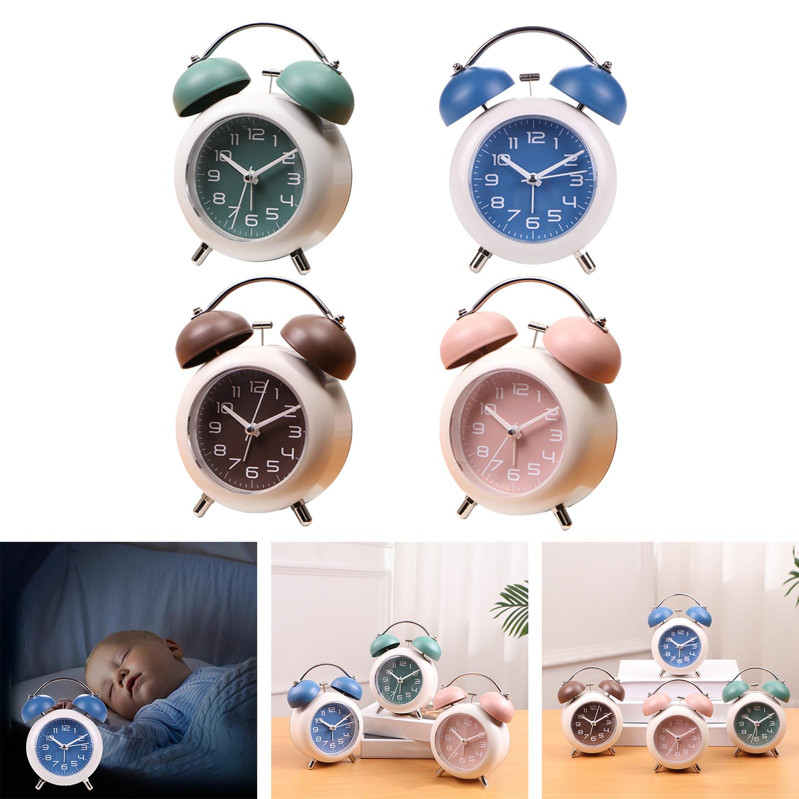 Mini Table Clock with Nightlight Backlight Alarm Clock Silent Non Ticking Kids for Cafe Home Decor Living Room Bar Hotel