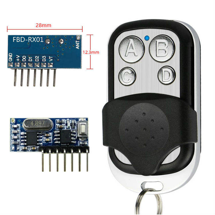 Qiachip 315 mhz metal 4 button wireless RF transceiver kit remote control with receiver